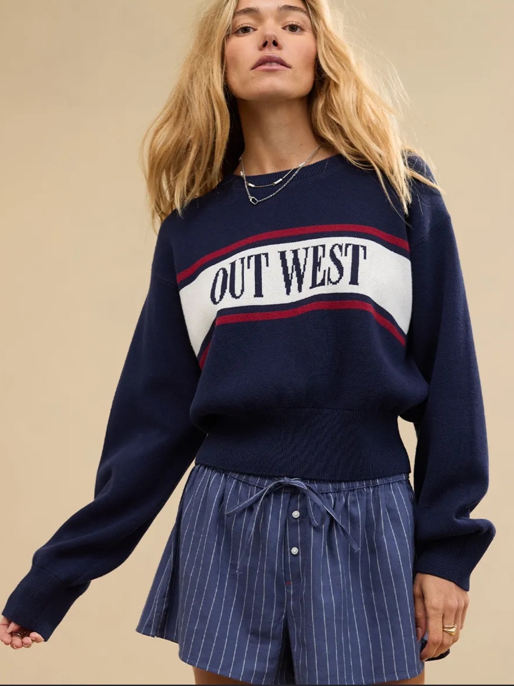 Aerie Out West Navy Oversized Sweater